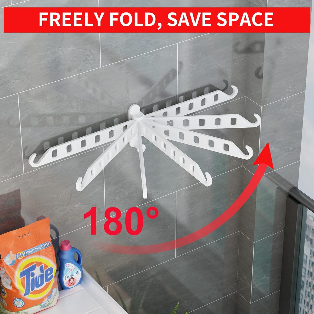 JOOM Clothes Drying Rack Wall Mounted, 13-Inch Foldable Arm, White 2 Pack