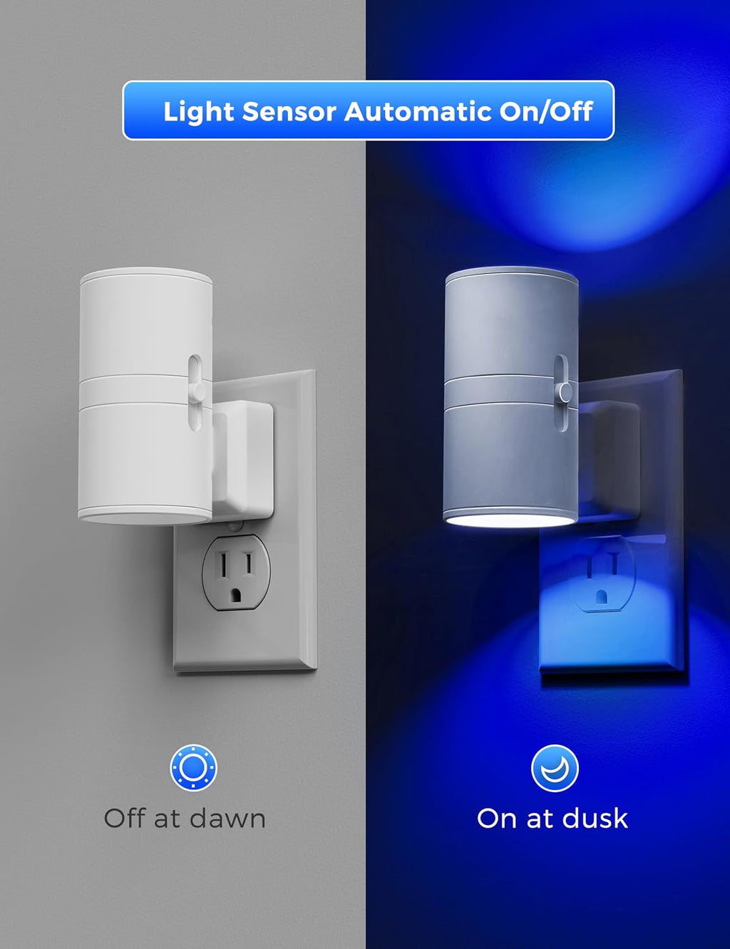 L LOHAS LED Night Light, Calm Blue Night Lights Plug into Wall,Light Sensor