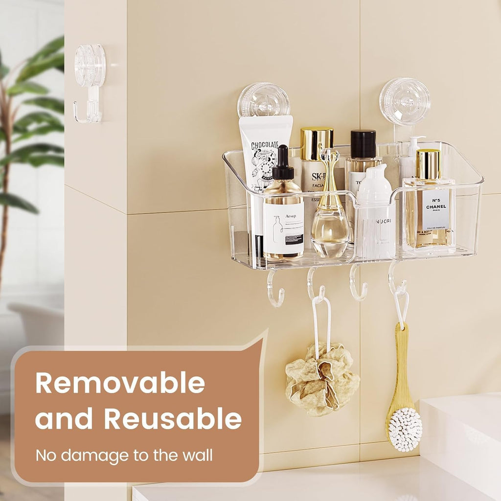 LUXEAR Suction Cup Shower Caddy Clear - 4 Set