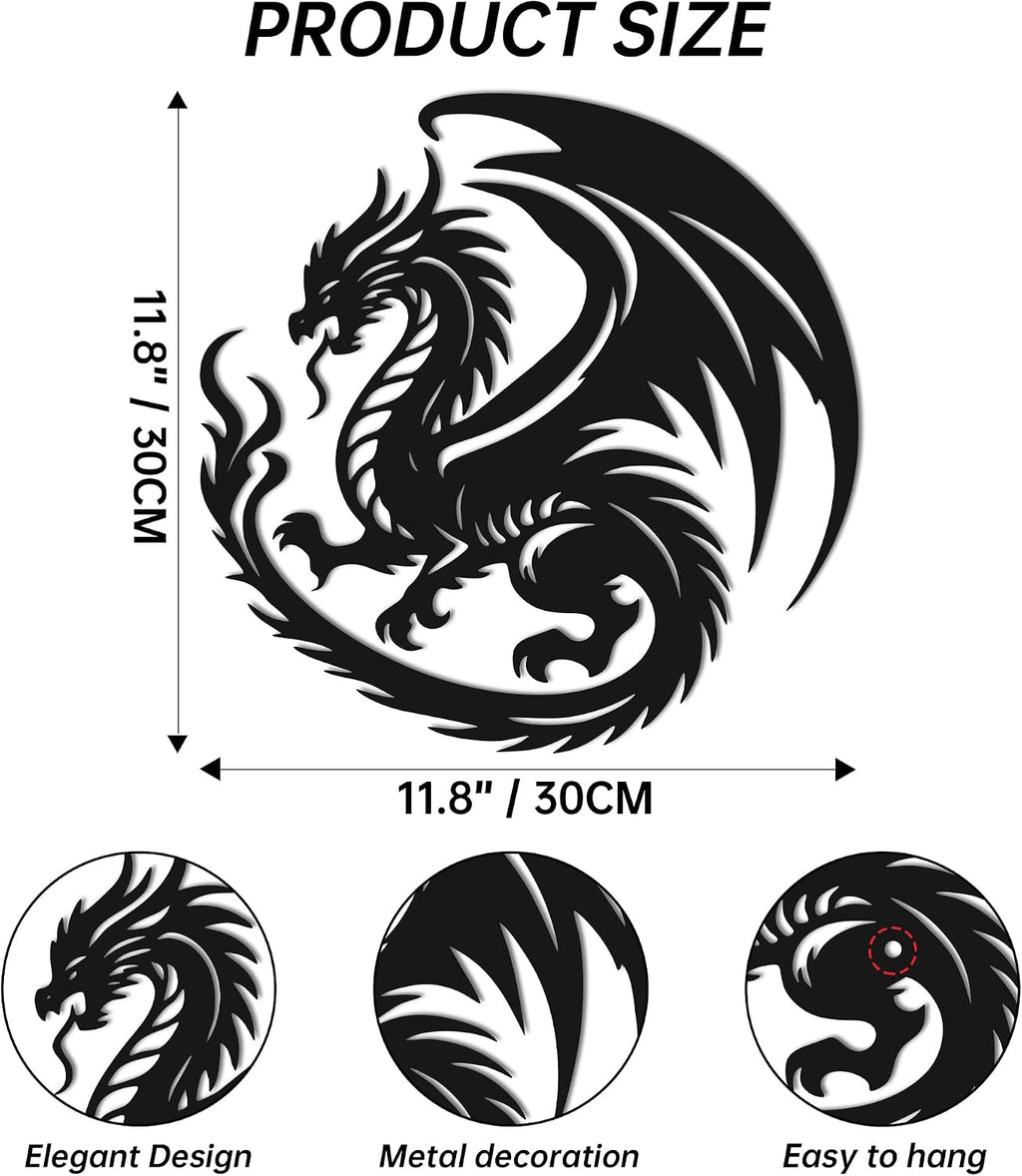 Rajukit Metal Dragon Wall Art Fantasy Decor for Home