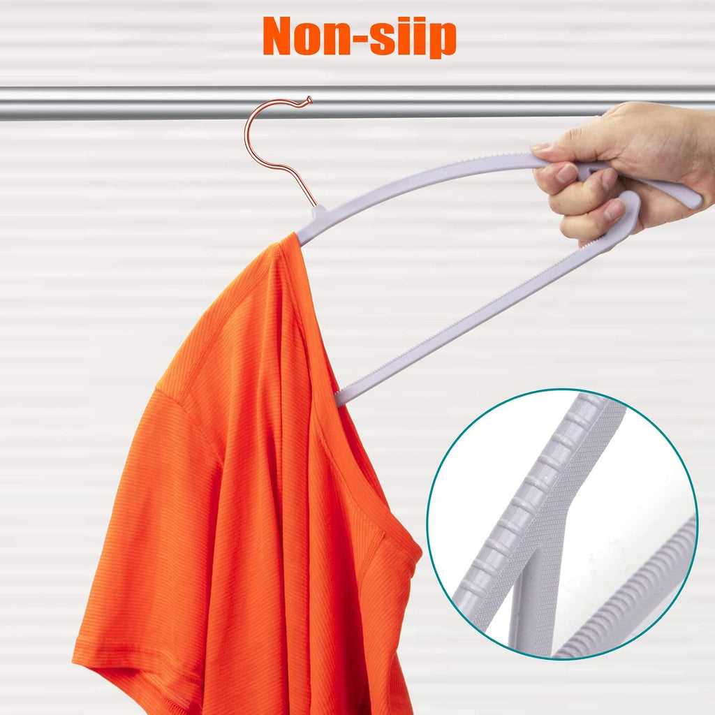 OIKA 50 Pack No-Bump Plastic Clothes Hangers, Gray, Non-Slip, Space-Saving