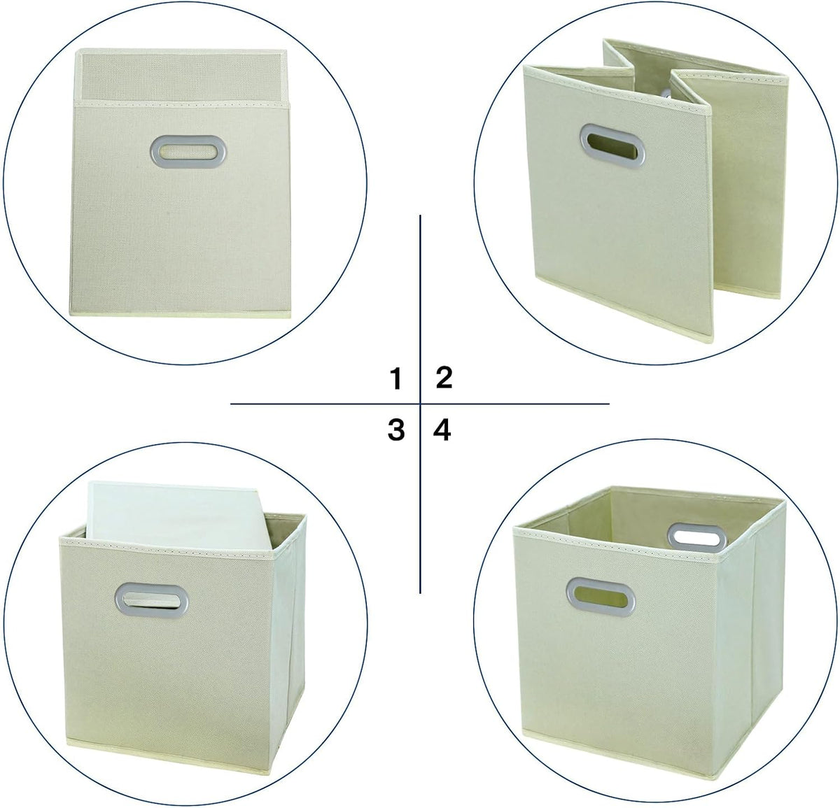 STOREONE Fabric Storage Bins Cubes Baskets Containers-(11X11X11) with Dual Handles Cube Storage Organizer Bins for Shelf Closet, Bedroom Organizers, Foldable Set of 3 (Creamy- White )