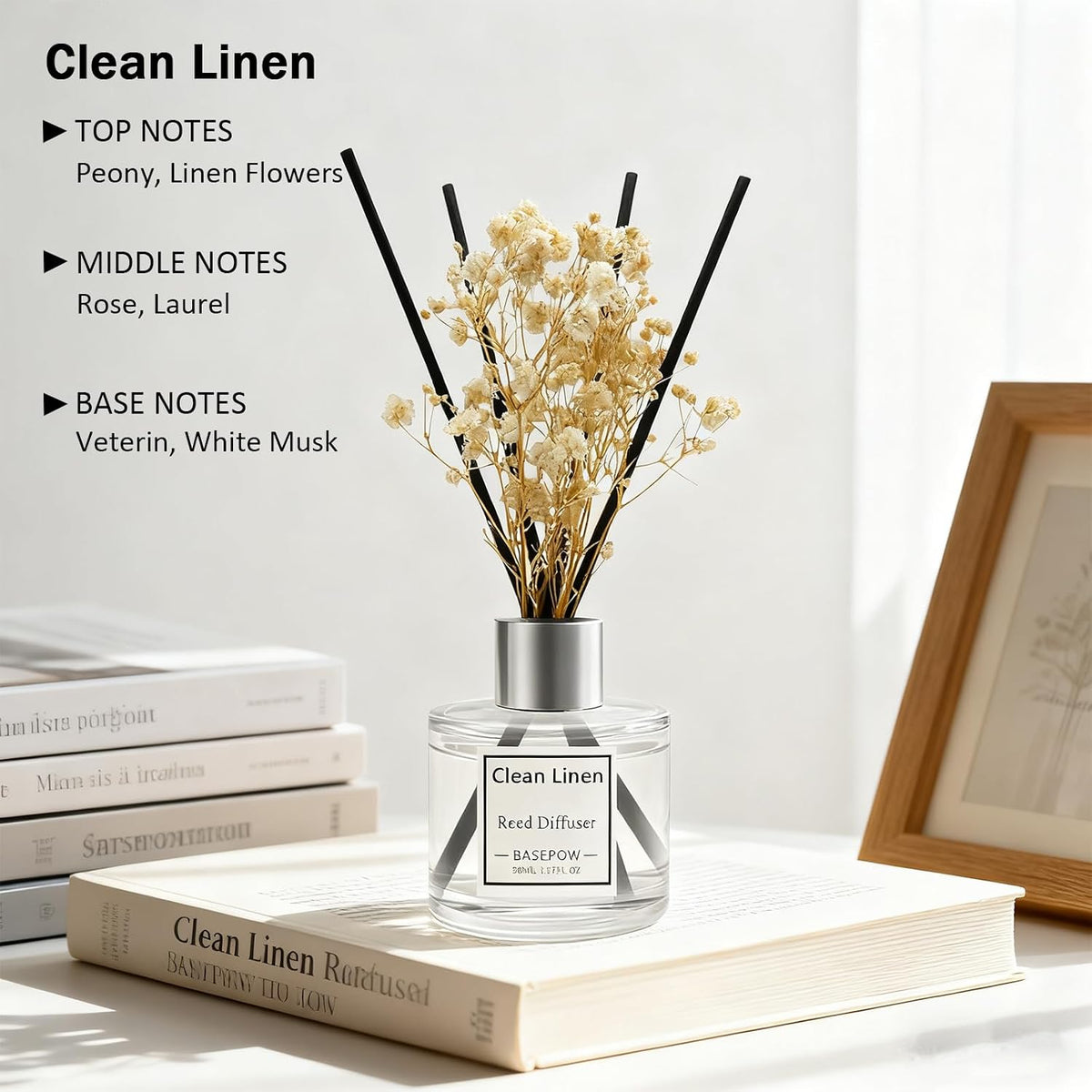 Reed Diffuser Set of 3 Pack,Citrus,Clean Linen,Ocean Scented Oil Diffuser with 12 Sticks,Reed Diffuser for Home Living Room Office Bathroom Air Freshener,50ml x 3