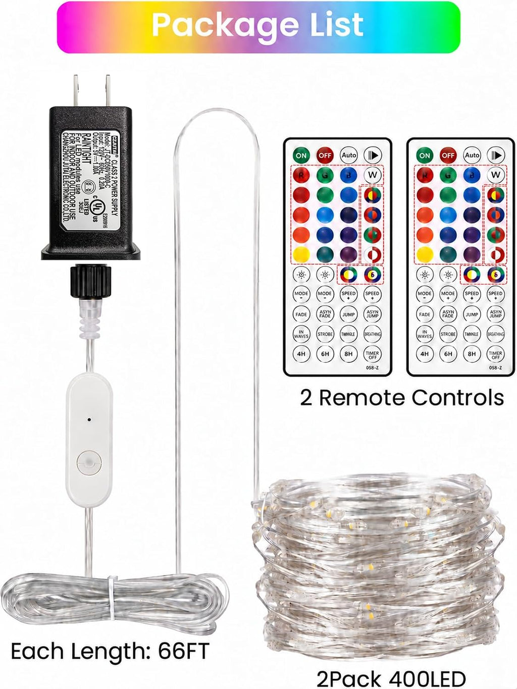 2 Pack 132FT 400LED RGB Color Changing String Halloween Lights with Remote