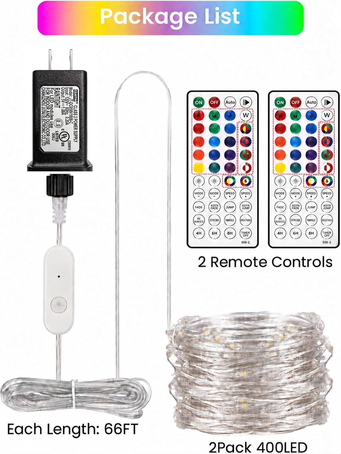 2 Pack 132FT 400LED RGB Color Changing String Halloween Lights with Remote