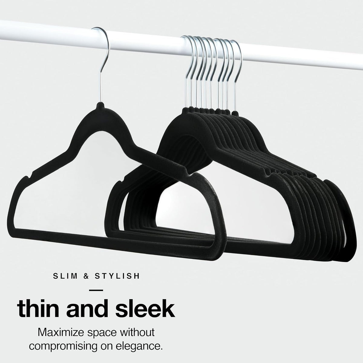 Home-it Premium Velvet Hangers 50 Pack - Black Slim Non-Slip Felt Hangers