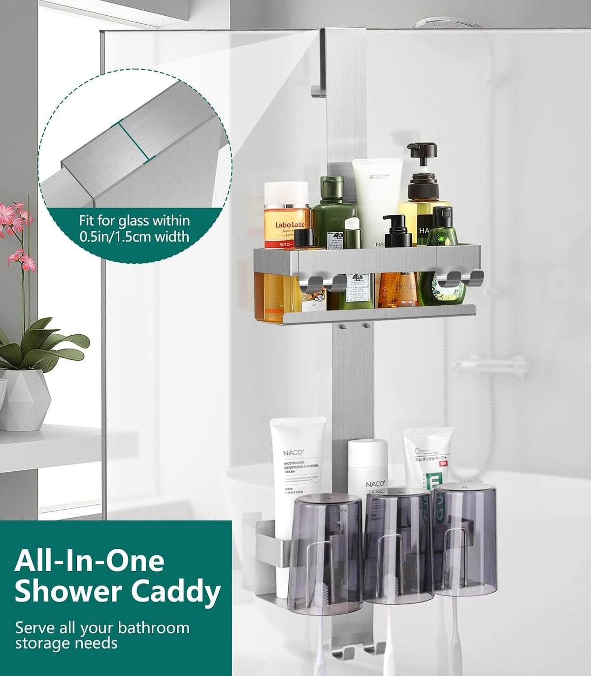 Emibele Over The Door Shower Caddy 2 Tier, Hanging Shower Caddy
