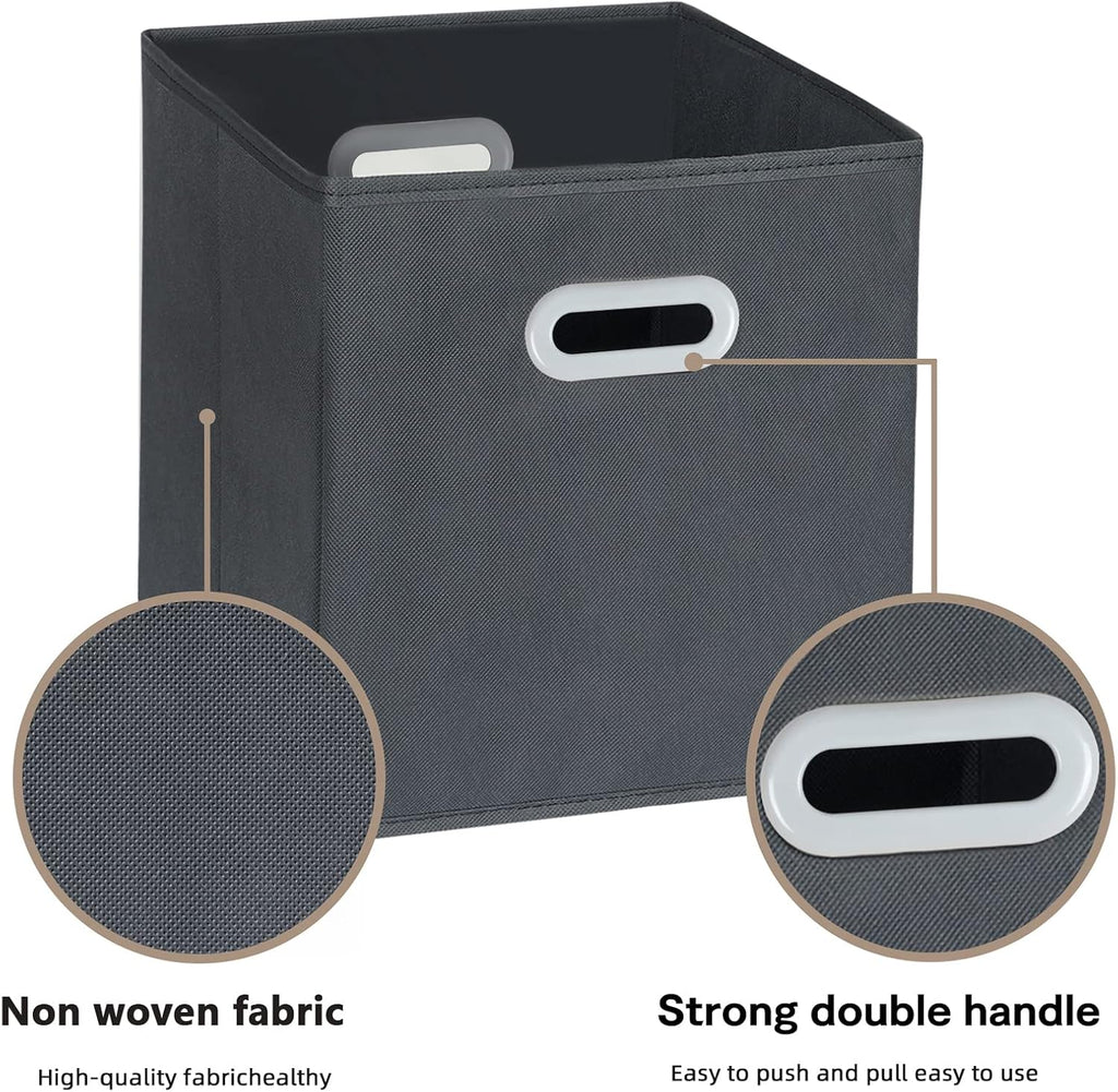 Fabric Cloth Storage Bins,Fabric Cube Organizer with Dual Handles Foldable Cube Storage Baskets for Home Bedroom Storage,Set of 3, Gray