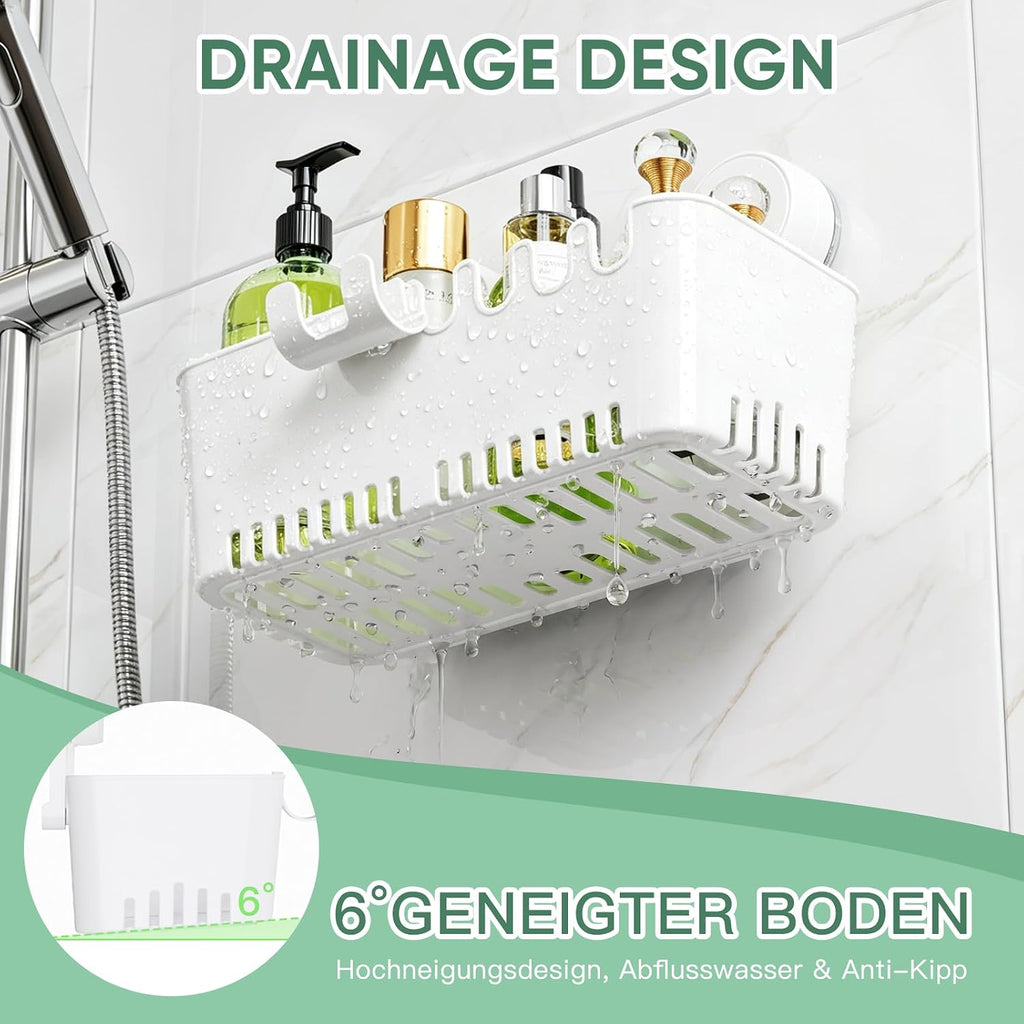 LUXEAR Shower Caddy Suction Cup NO-Drilling Removable Shower Shelf
