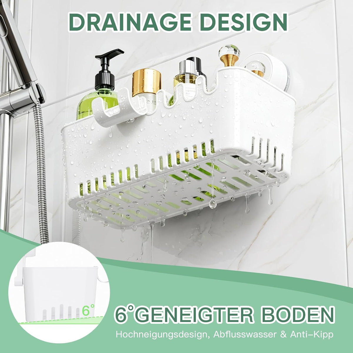 LUXEAR Shower Caddy Suction Cup NO-Drilling Removable Shower Shelf