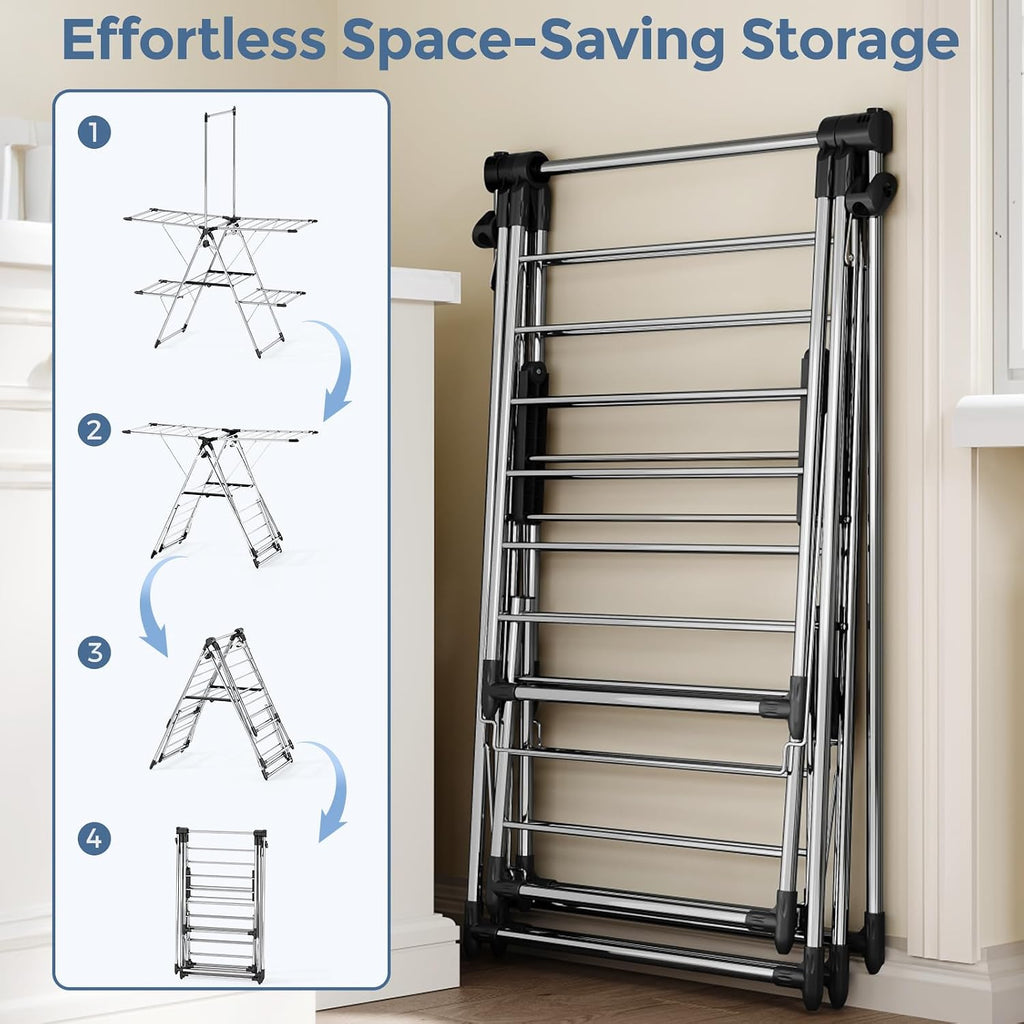 APEXCHASER Large Capacity Clothes Drying Rack, Foldable Laundry Drying Rack
