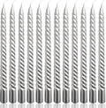 10 Inch Silver Spiral Taper Candles Set for Holiday Decor, 12 Pack Unscented Twisted Candlesticks, Dripelss Thin Tapered Candles for Wedding Dinner Parties Galas Award Ceremonies Religious