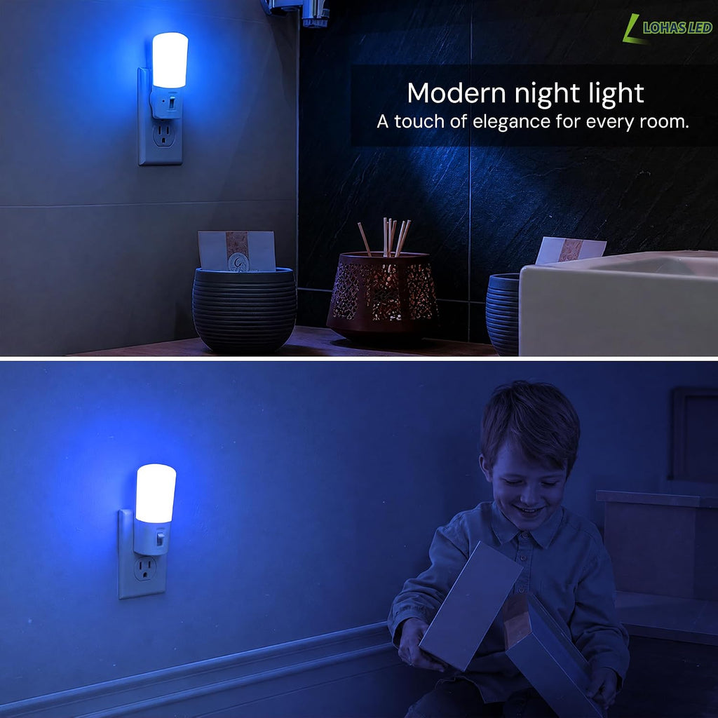 LOHAS-LED Blue Night Light Plug in, 2 Pack Dimmable LED Night Lights