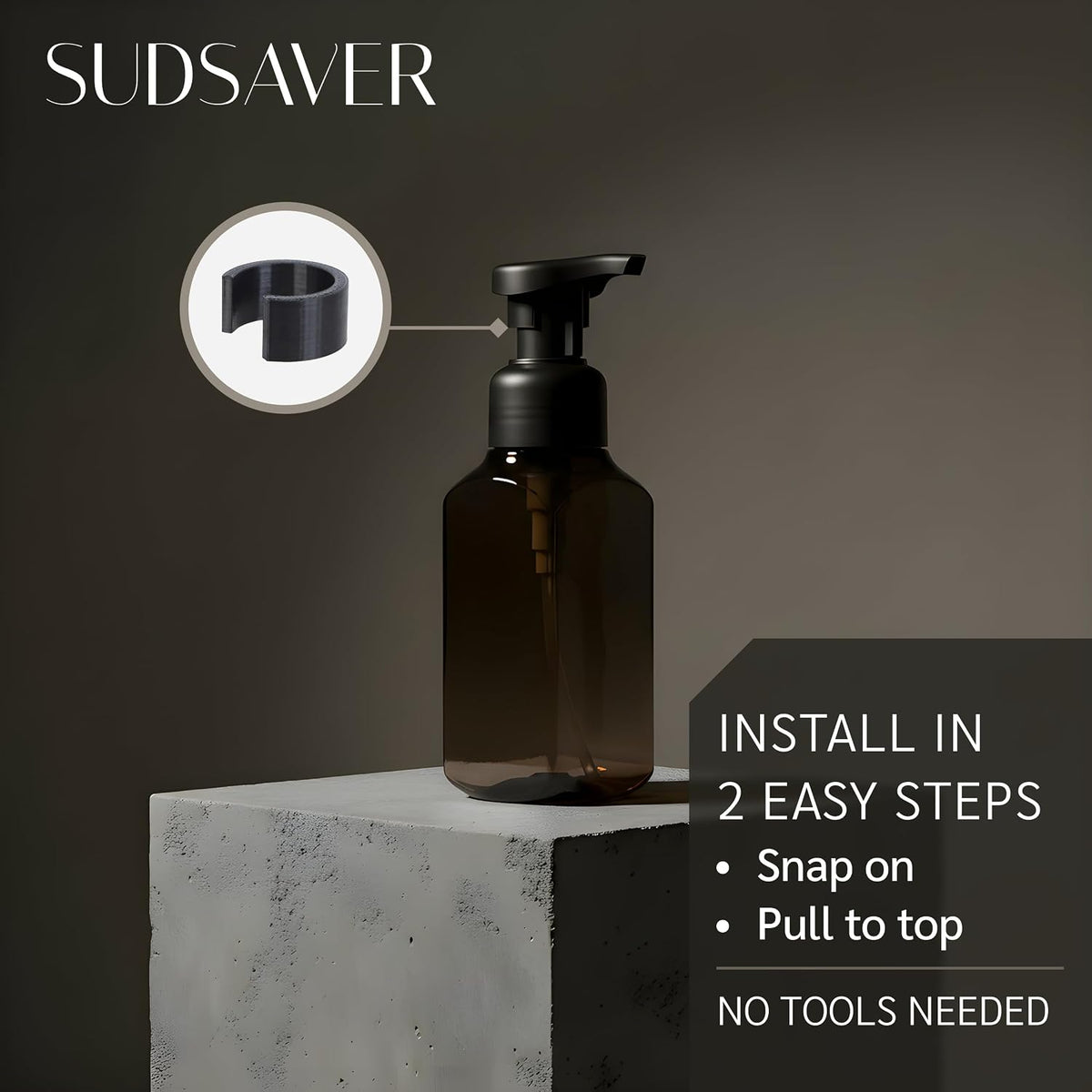 SudSaver Flow Limiter Clips - Compatible with Bath & Body Works Foaming Soap Dispensers - Use 40% Less Hand Soap - Made in The USA - (5-Pack) (Smoke)