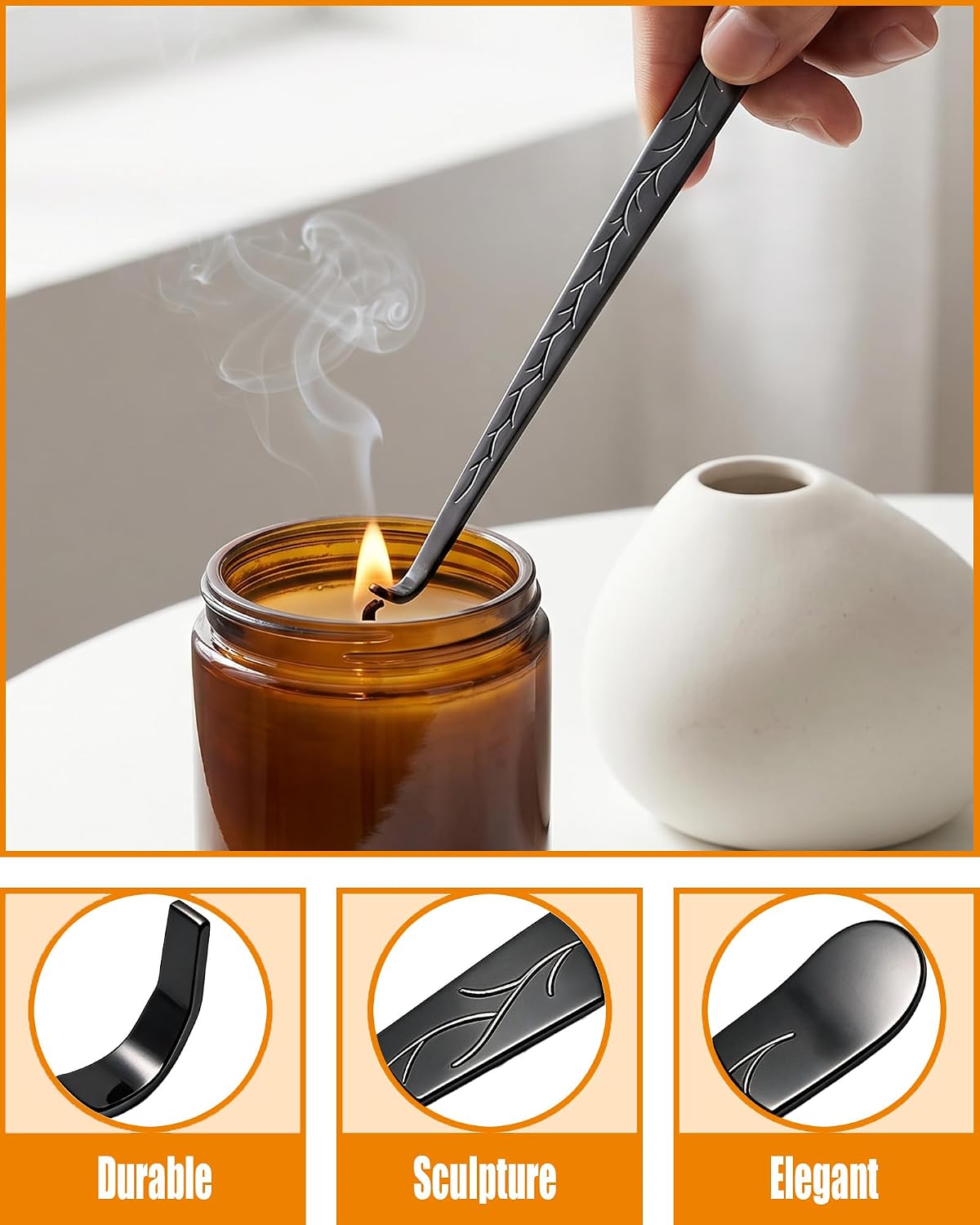 YOUTUOY 5 in 1 Candle Accessory Set, Matte Black