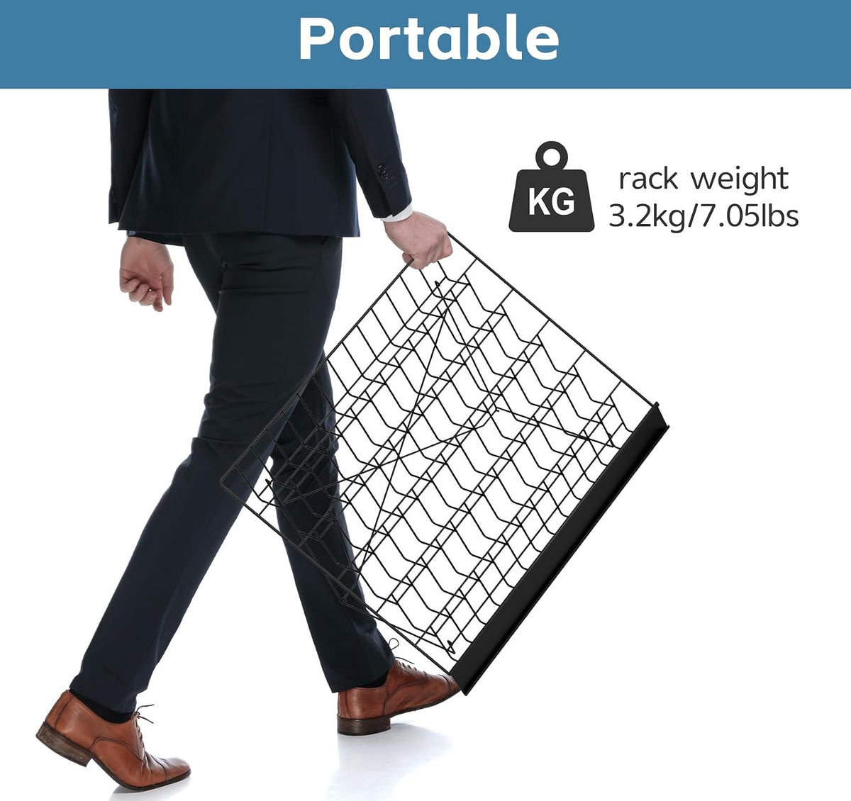 6-Tier 30" Wide Metal Magazine Holders with Sign Channel, Black
