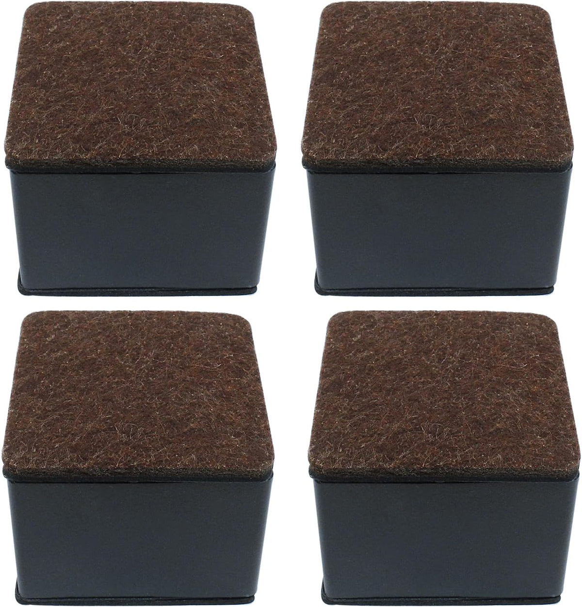 4 Pcs Self-Adhesive Furniture Bed Risers, 2in, Black