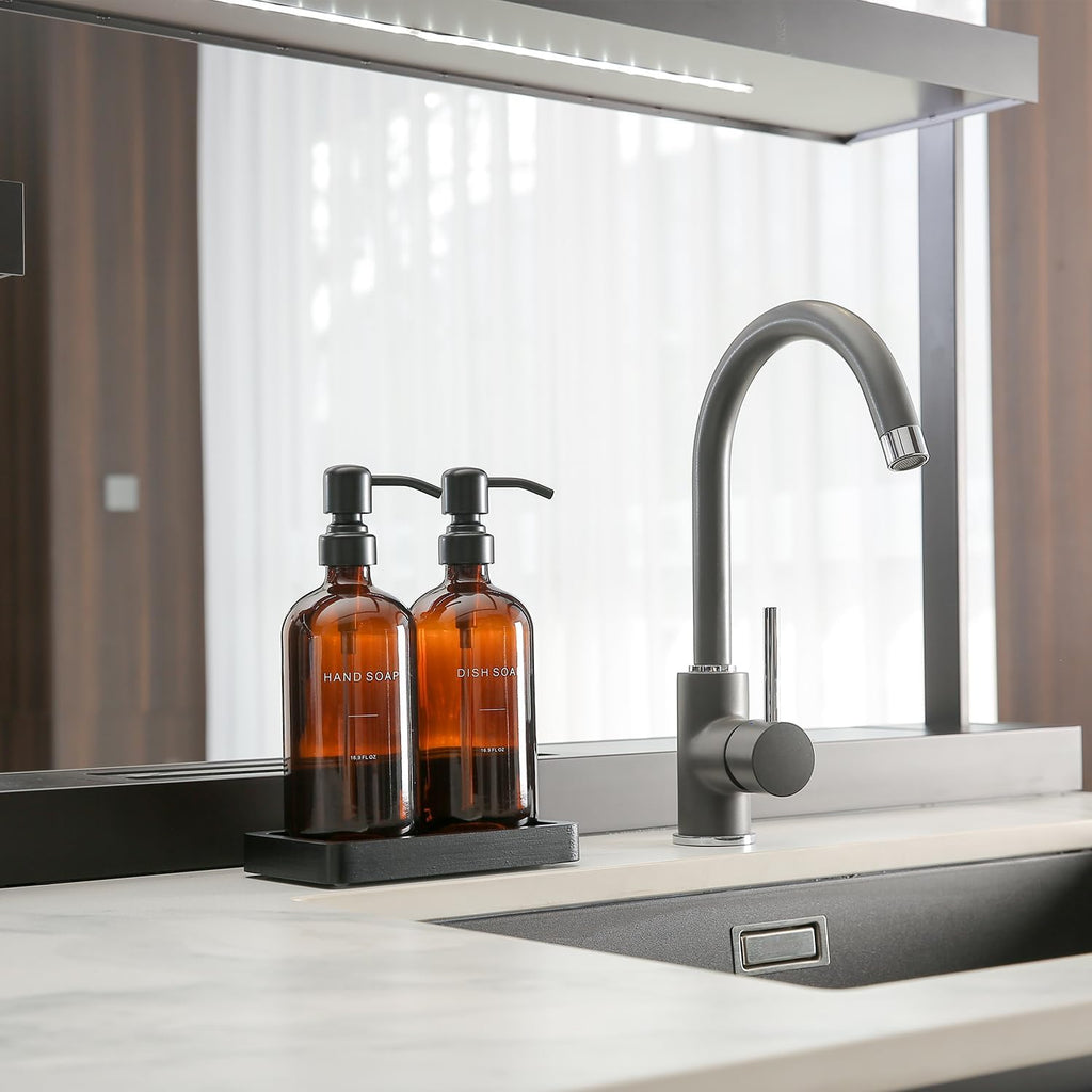 Prus Waso Amber Soap Dispenser Set