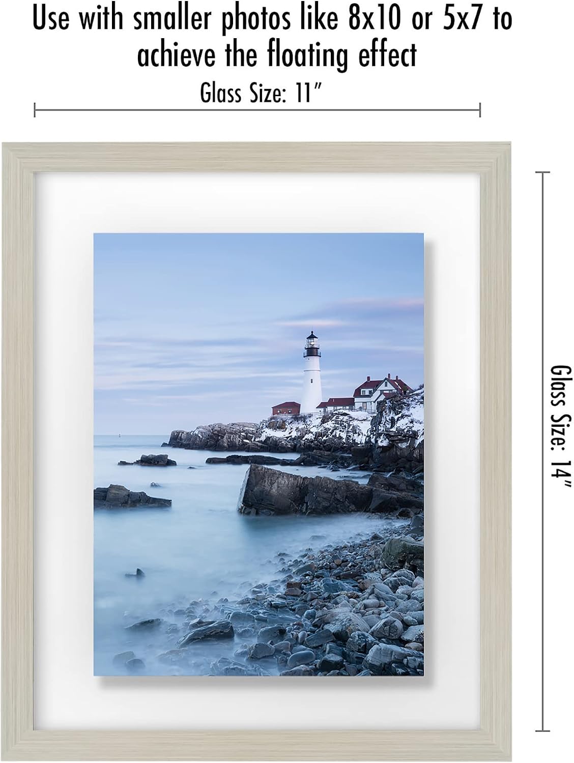 Americanflat 11x14 Floating Picture Frame - Engineered Wood - Light Wood