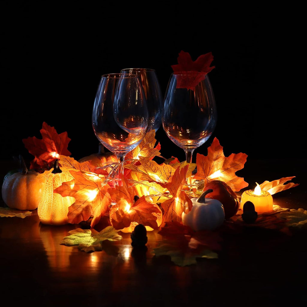 Runleo Fall Decor Maple Leaf Lights 10 ft 20 LED String Lights