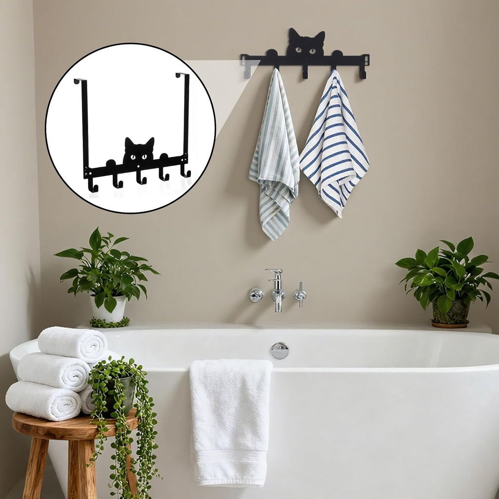Moxweyeni Halloween Cat Over the Door Hooks Gothic Bathroom Decor