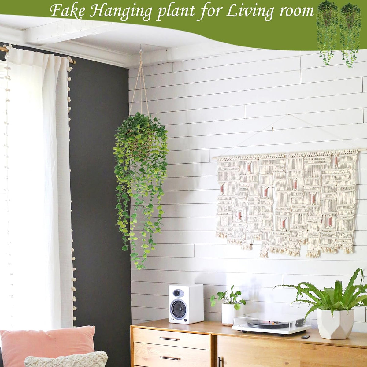 Nisoger Artificial Hanging Plants with Basket for Indoor Outdoor Decor