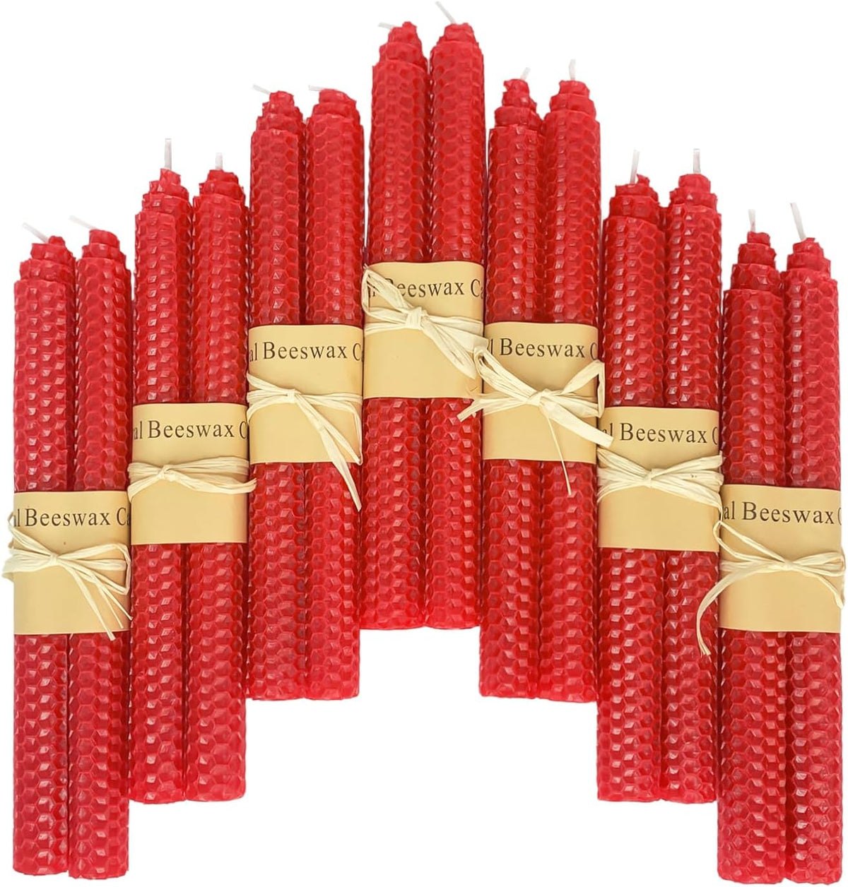 Lacaser Natural Beeswax Red Taper Candles Bulk Pack of 14 pcs, Unscented Red Long Candlesticks 9 Inches Each, Burning Time 4 Hours
