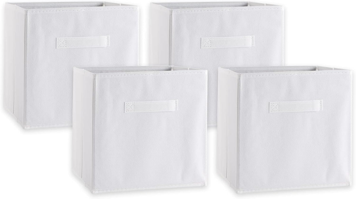 DII Collapsible Storage Organizer Bin, Small, 11" Cube, White, 4 Count