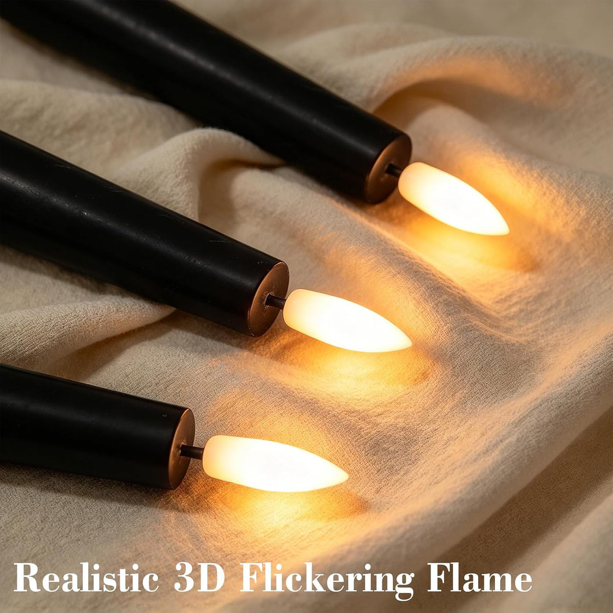 GenSwin Black Rechargeable LED Flameless Taper Candles with Remote