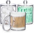 3 Pack Acrylic Qtip Holder Dispenser for Cotton Swabs, Balls, Floss Picks