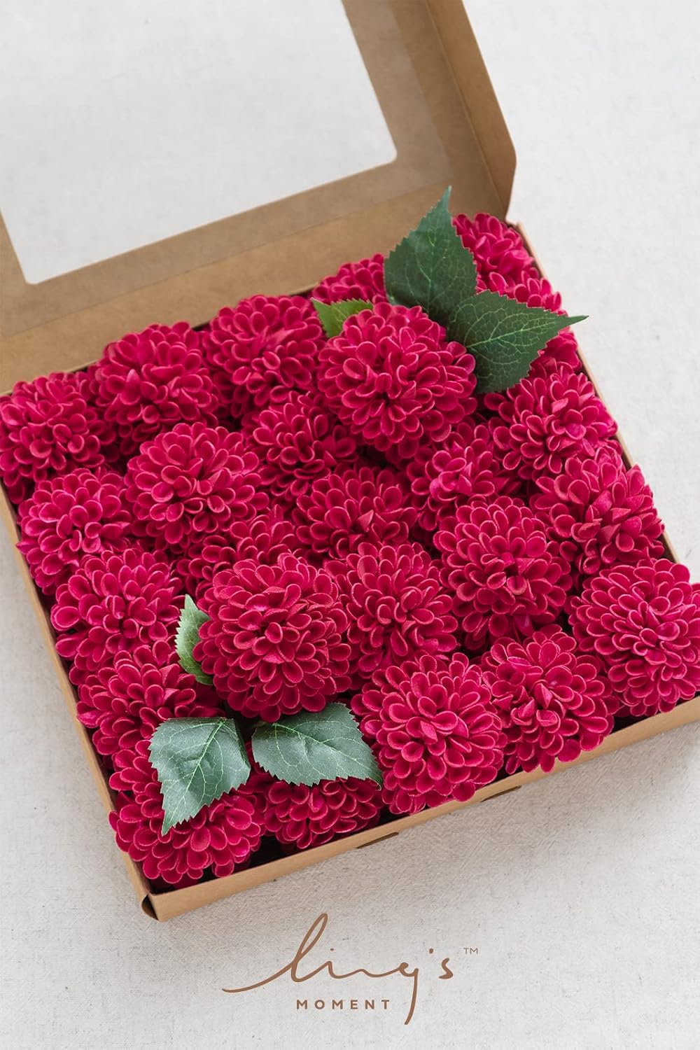 Ling's moment Hot Pink Fuchsia Artificial Dahlias, Wedding Flowers, 25 pcs