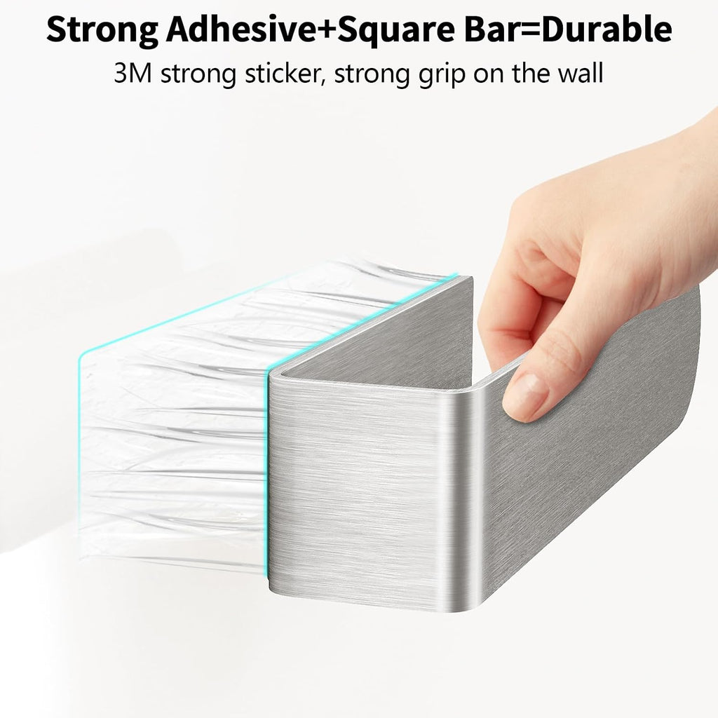 Bethom Adhesive Hand Towel Holder, 8 Inch Bar for Kitchen Cabinet, Brushed