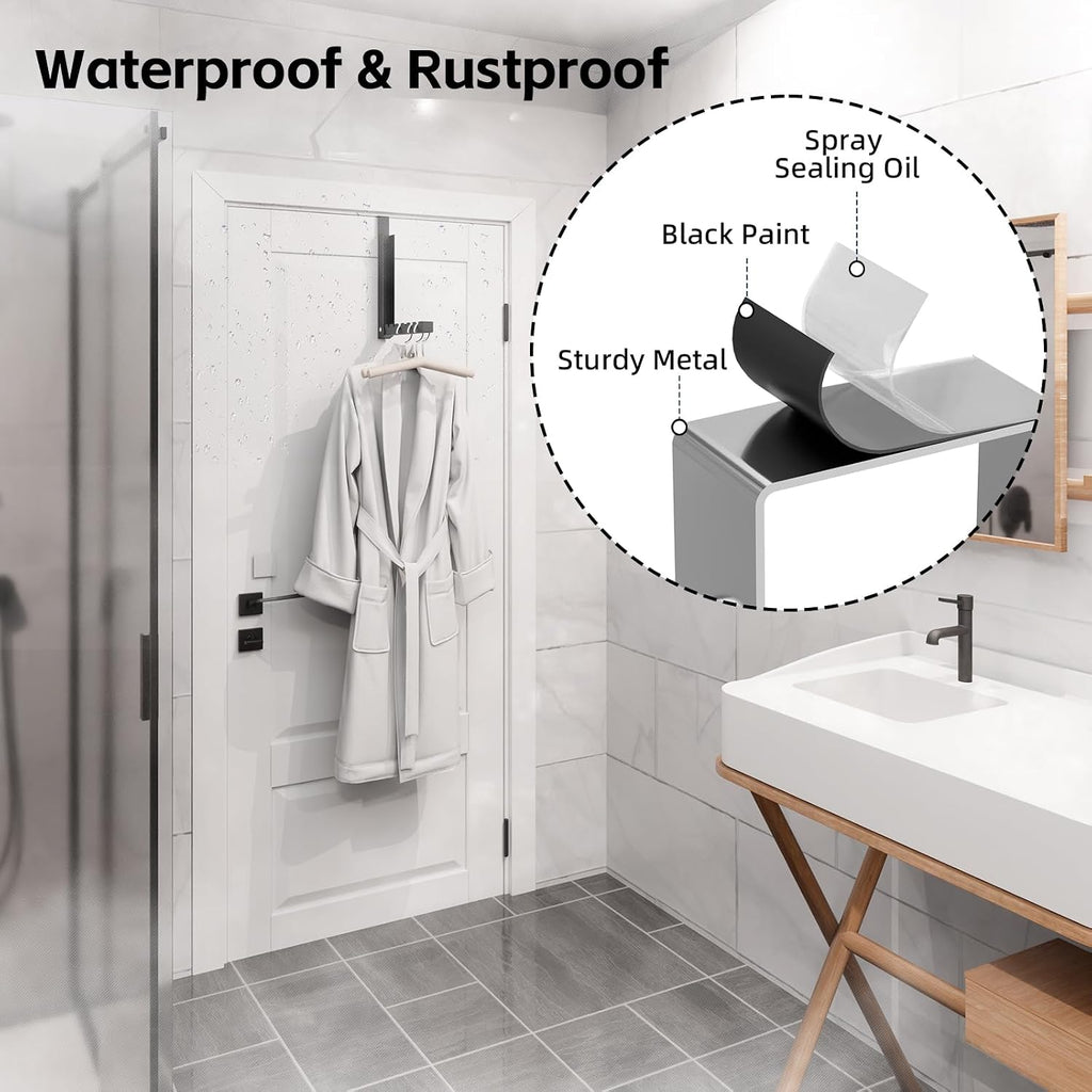 2 Pack Over The Door Hanger, Folding Over The Door Drying Rack for Laundry,Foldable Over The Door Clothes Hanger,Small Clothes Drying Rack for Dorm Portable Black