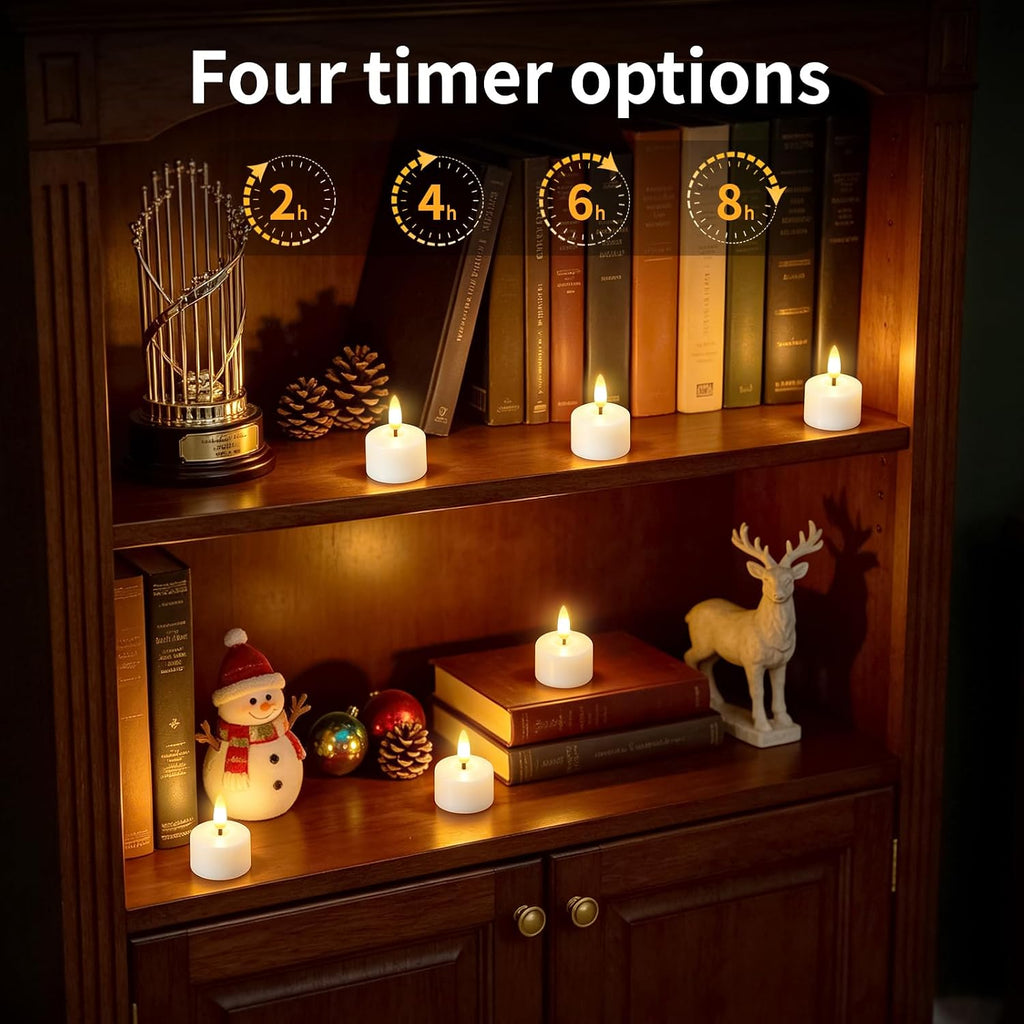 Rechargeable Flameless Candles with Remote Timer & Charging Base (12 Pack)
