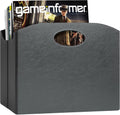 EZDeco PU Leather Magazine Holder, Magazine Rack Floor, Magazine Storage Basket & Vinyl Record Holder, File Folder Organizer for 12 inch LP Albums, Magazines, Books, Newspapers (Grey)