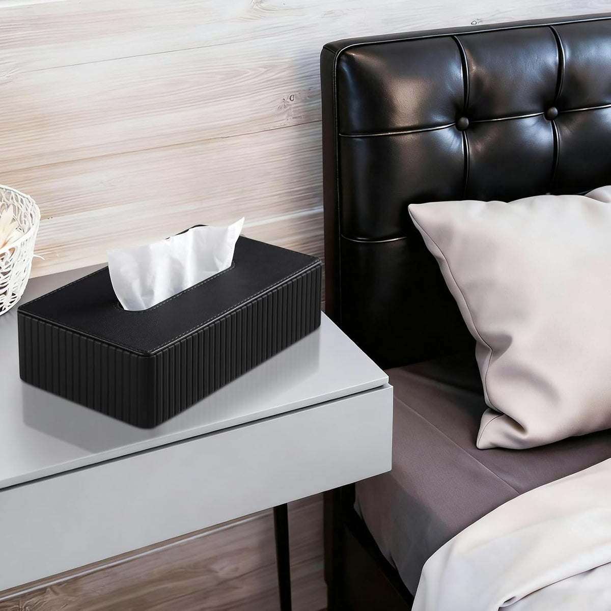 Short Tissue Box Cover, Rectangle Tissue Box Holder, Black