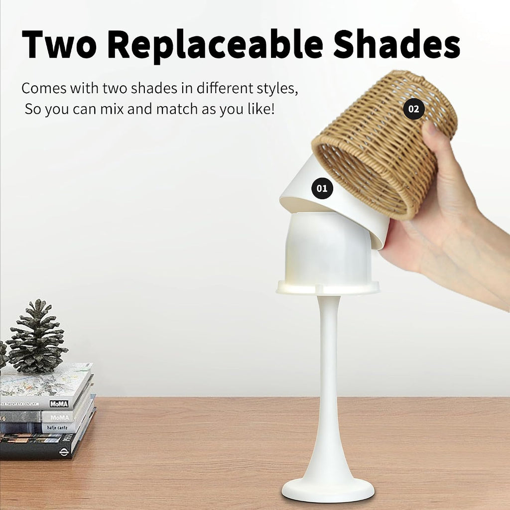Mr. White Outdoor Waterproof Cordless Rechargeable Portable Touch Battery Operated Powered Table Lamp for Restaurant Kitchen Patio Dinner Dining (White)
