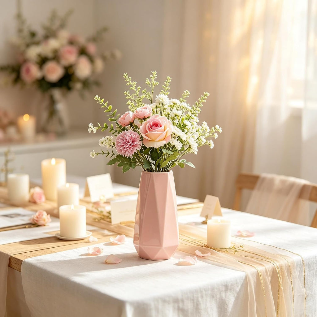 Pink Ceramic Vase, 7.5 inch Flower vases, Modern,Simple,Minimalism Style(Small)