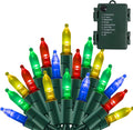 NEROSUN Multi-Colored Battery Operated Christmas Lights, 50 LED 16FT Waterproof String Christmas Tree Lights with 8 Modes, Xmas Decorations for Indoor Outdoor Yard Wedding Home Decor
