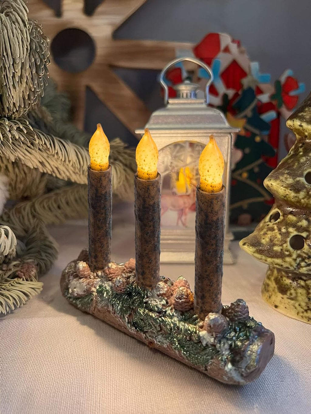 6.5'' Real Wax Primitive Candles Battery Operated