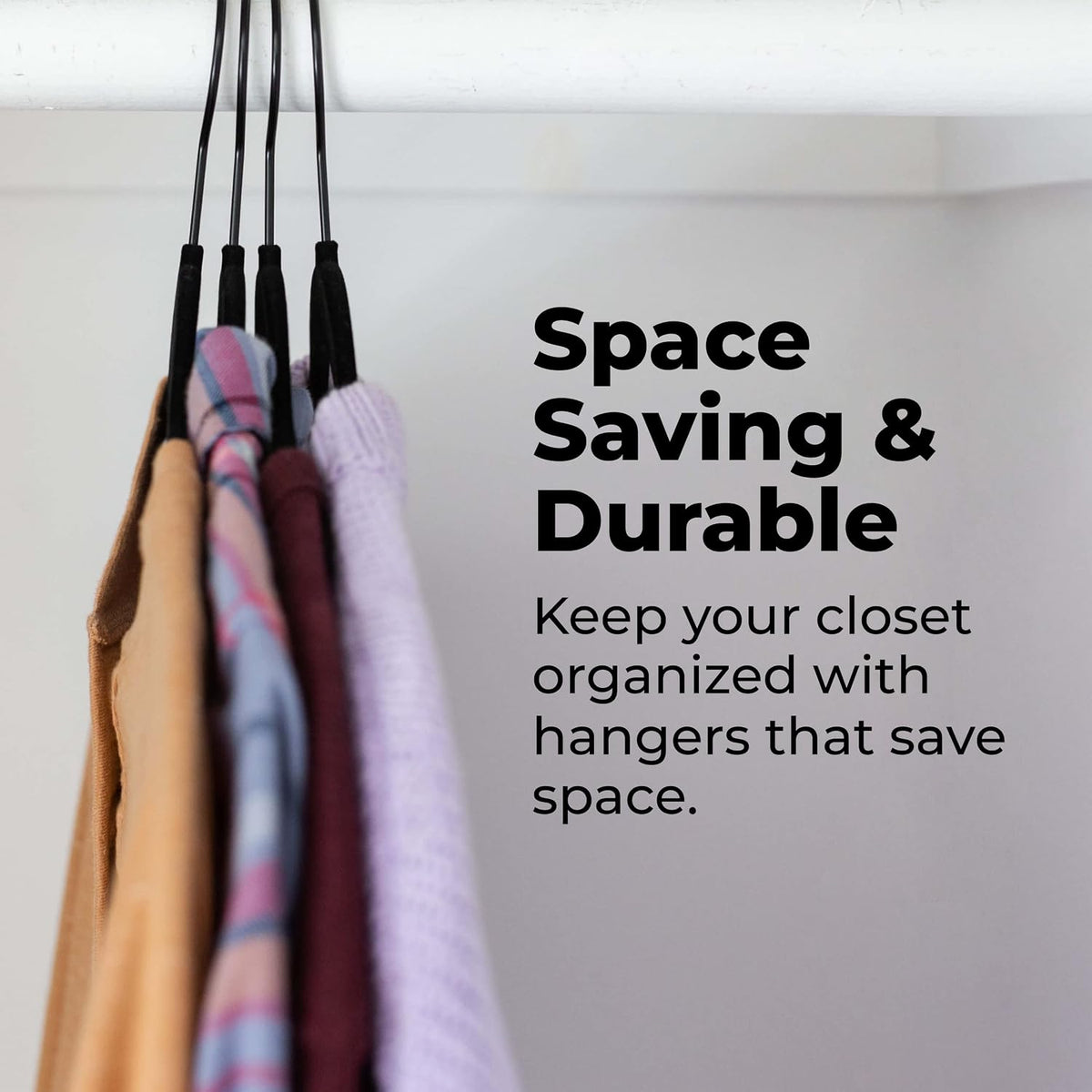 Fontaines Luxury Black Velvet Felt Non Slip Clothes Hangers 50 Pack - Ultra Slim & Space Saving - Heavy Duty Swivel Hook for Clothing, Suit, Top, Tie, Shirt, Skirt & Pant Organization