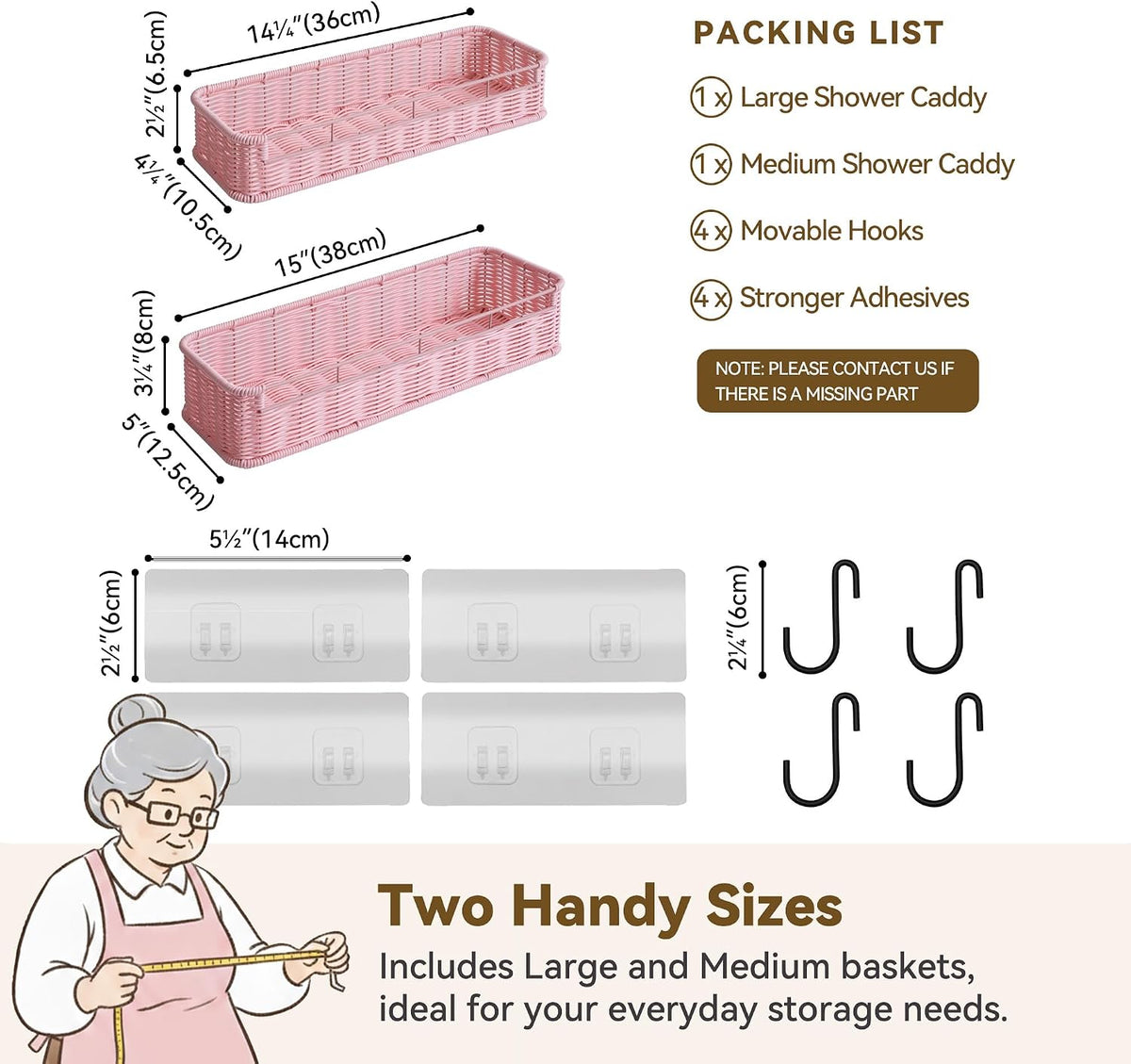 GRANNY SAYS Shower Caddy Hanging, Pink Shower Shelves for Inside Showers