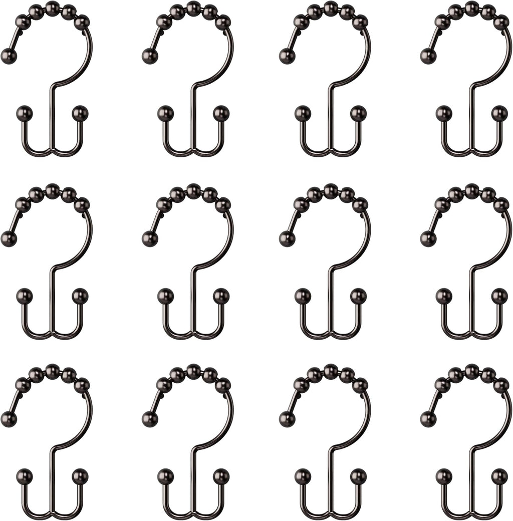 Zenna Home Metal Double Glide Shower Rings, Oil Rubbed Bronze – Set of 12 Heavy Duty, Rust-Resistant Shower Rings with Smooth Glide for Shower Curtains and Liners