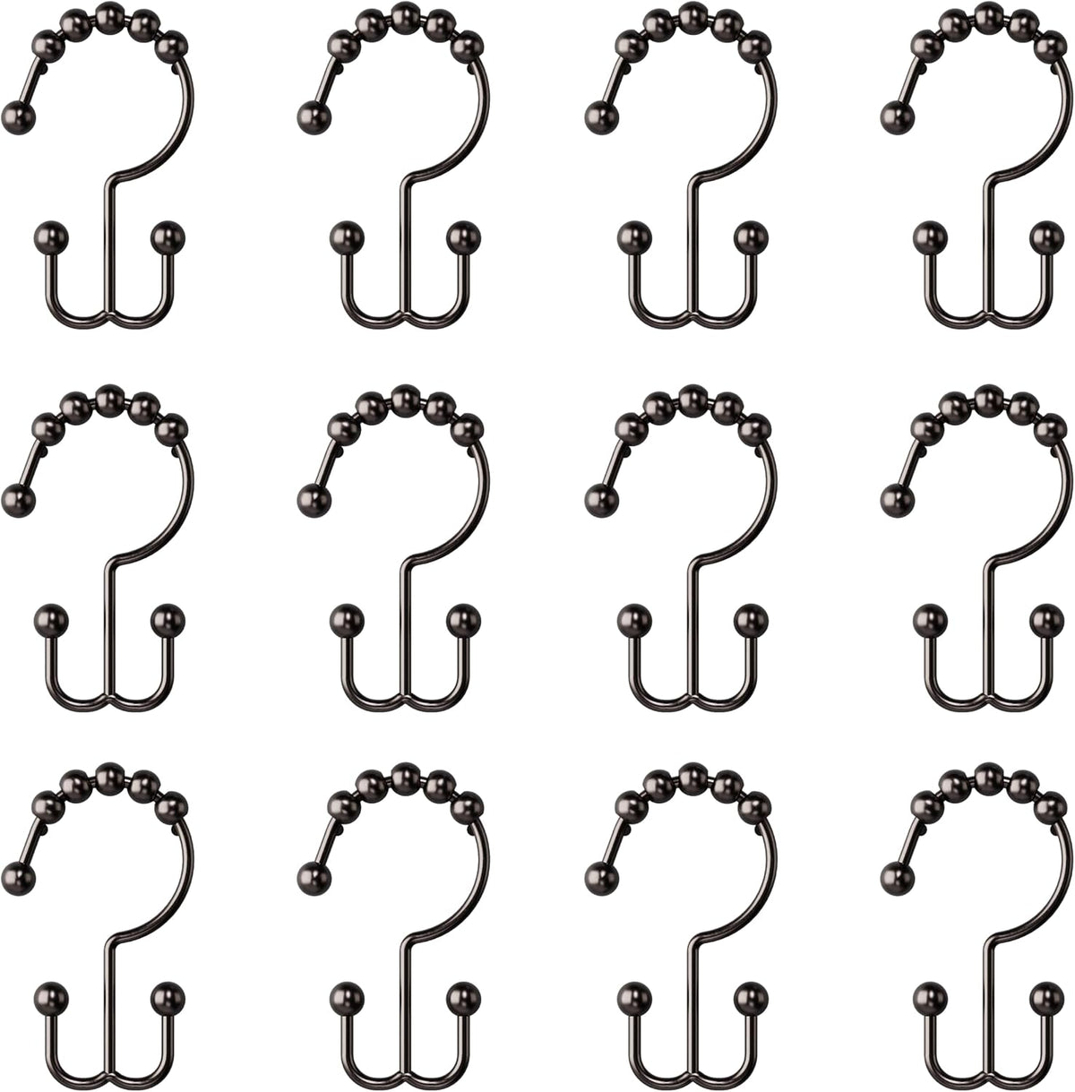 Zenna Home Metal Double Glide Shower Rings, Oil Rubbed Bronze – Set of 12 Heavy Duty, Rust-Resistant Shower Rings with Smooth Glide for Shower Curtains and Liners
