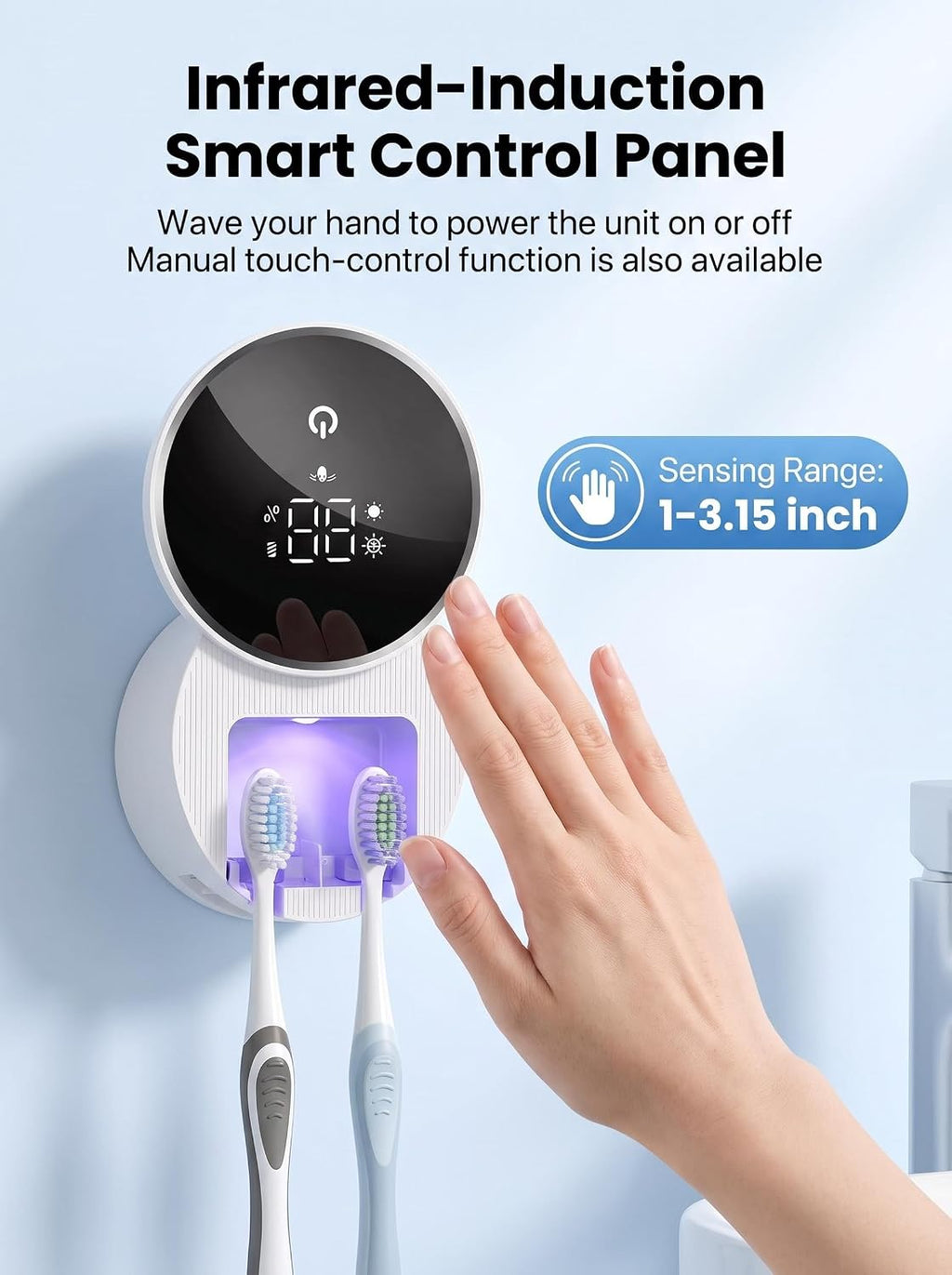 UV Toothbrush Sanitizer Toothbrush Holders with Infrared Sensor