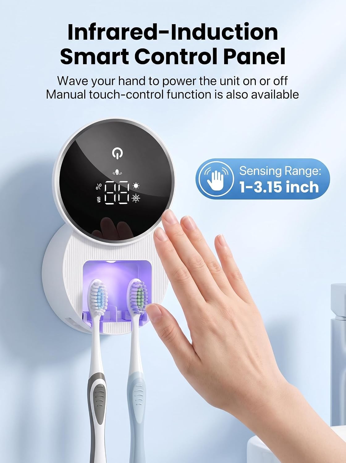 UV Toothbrush Sanitizer Toothbrush Holders with Infrared Sensor