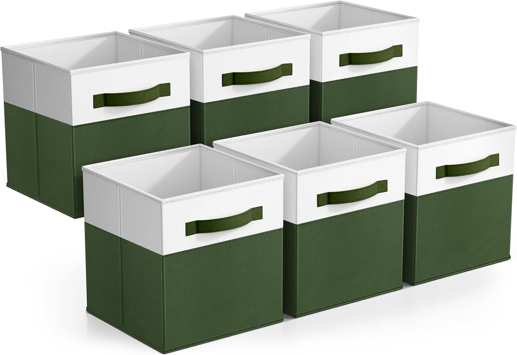 Sorbus Fabric Storage Cubes, 6-Pack Foldable Bins (Dark Green)