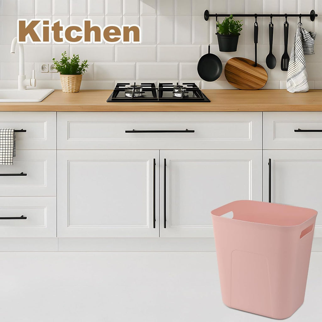 Small Bathroom Trash Can with Bags Garbage Can, 3 Pack, Pink+Blue+Beige