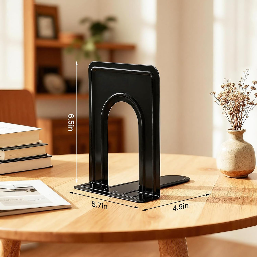 HappyHapi 14 Pairs Book Ends, Heavy Duty Bookends for Shelves, Black