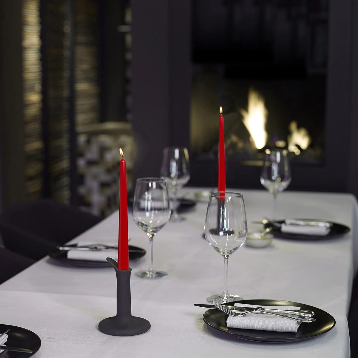 BOLSIUS Red Taper Candles - 4 Pack Unscented 10 Inch Dinner Candle Set - 8 Hours Burn Time - Premium European Quality - Smokeless and Dripless Household, Wedding, Party, and Home Decor Candlesticks